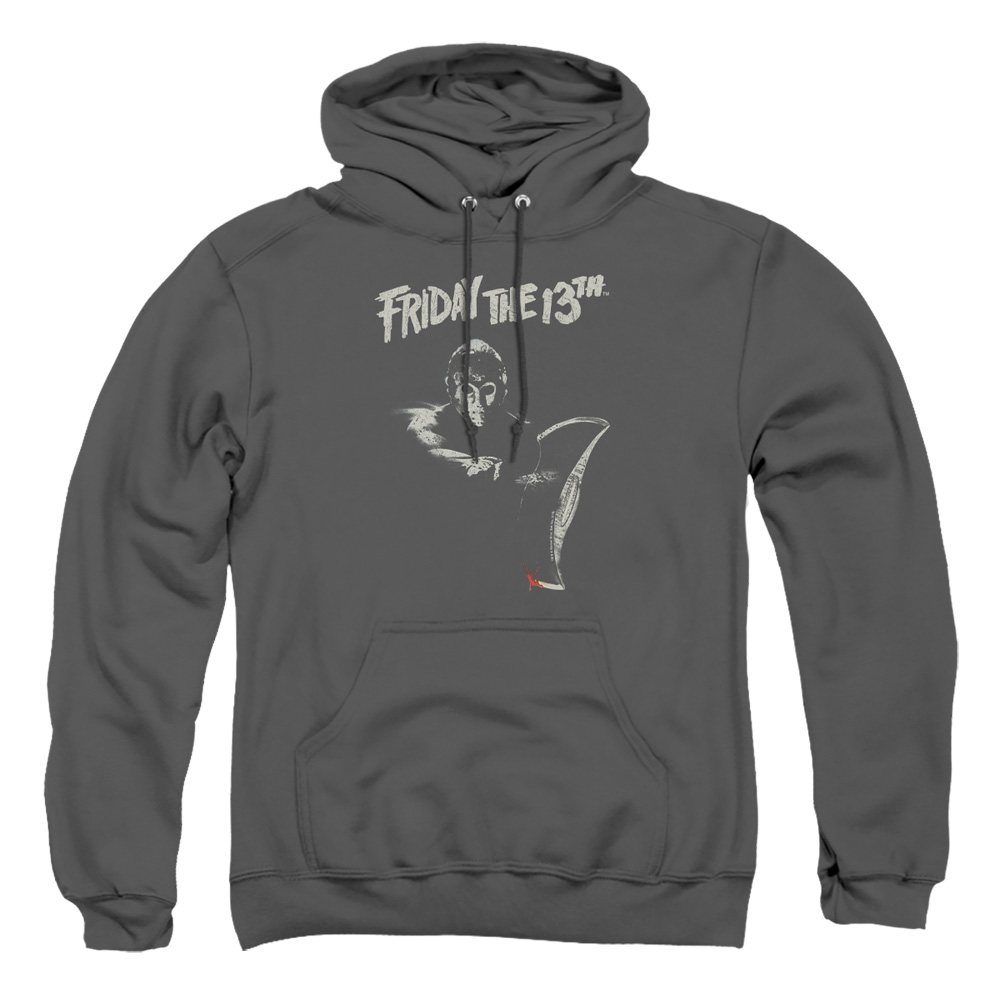 WBM739-AFTH-4 Friday The 13th Ax Adult Pullover Hoodie, Charcoal - Extra Large
