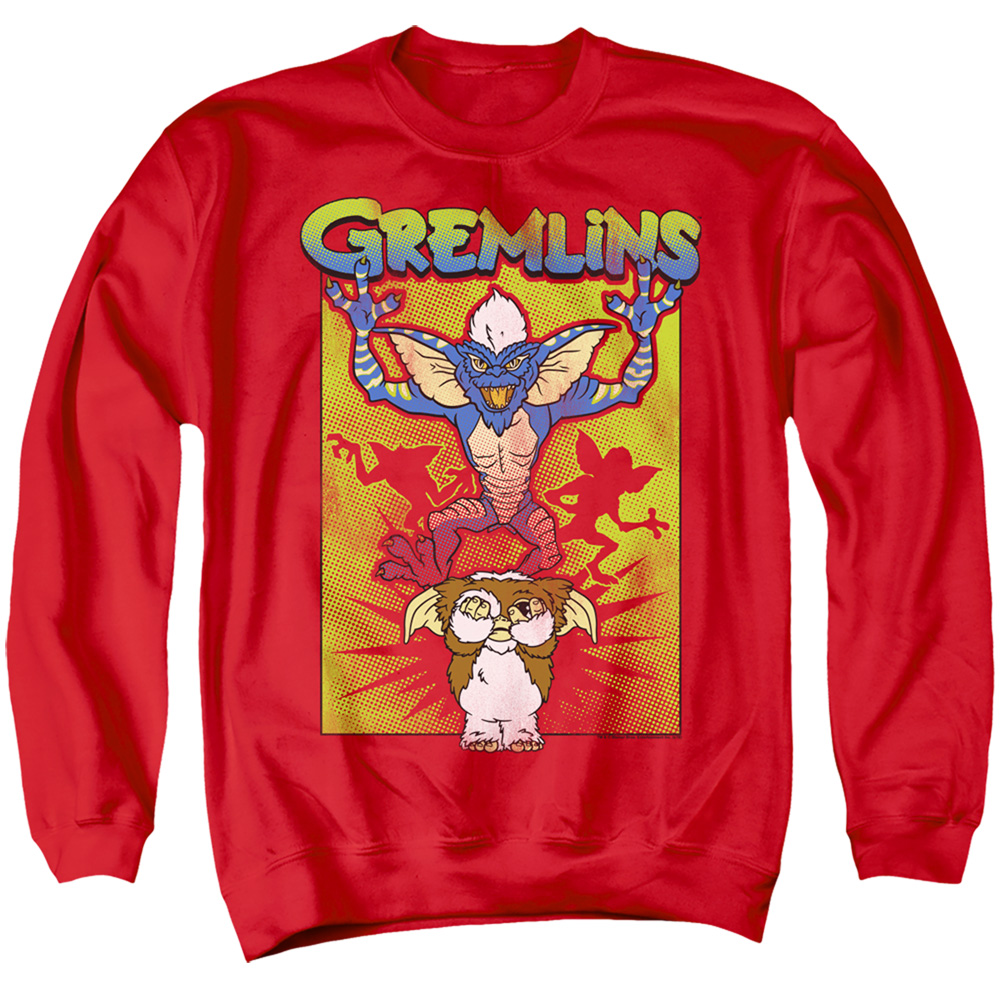 WBM864-AS-5 Gremlins Be Afraid Adult Crewneck Sweatshirt, Red - 2X