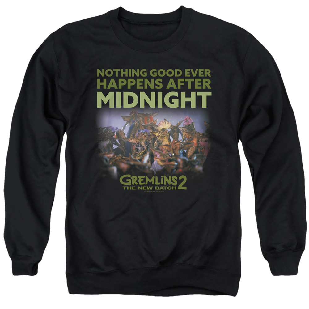 WBM944-AS-2 Gremlins 2 After Midnight Adult Crewneck Sweatshirt, Black - Medium
