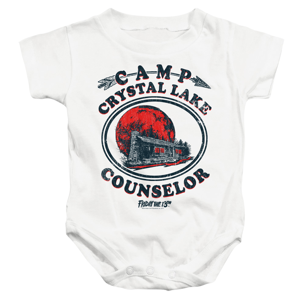 WBM622-SS-4 Friday The 13th Camp Counselor Infant Snapsuit, White - Extra Large - 24 Month