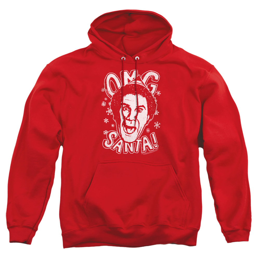 WBM642-AFTH-2 ELF Omg Santa Adult Pullover Hoodie, Red - Medium
