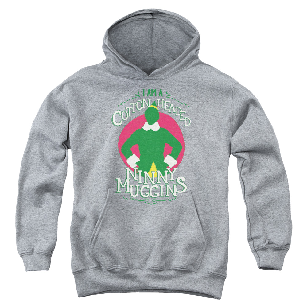 WBM643-YFTH-2 ELF Cotton Headed Youth Hooded Sweatshirt, Athletic Heather - Medium