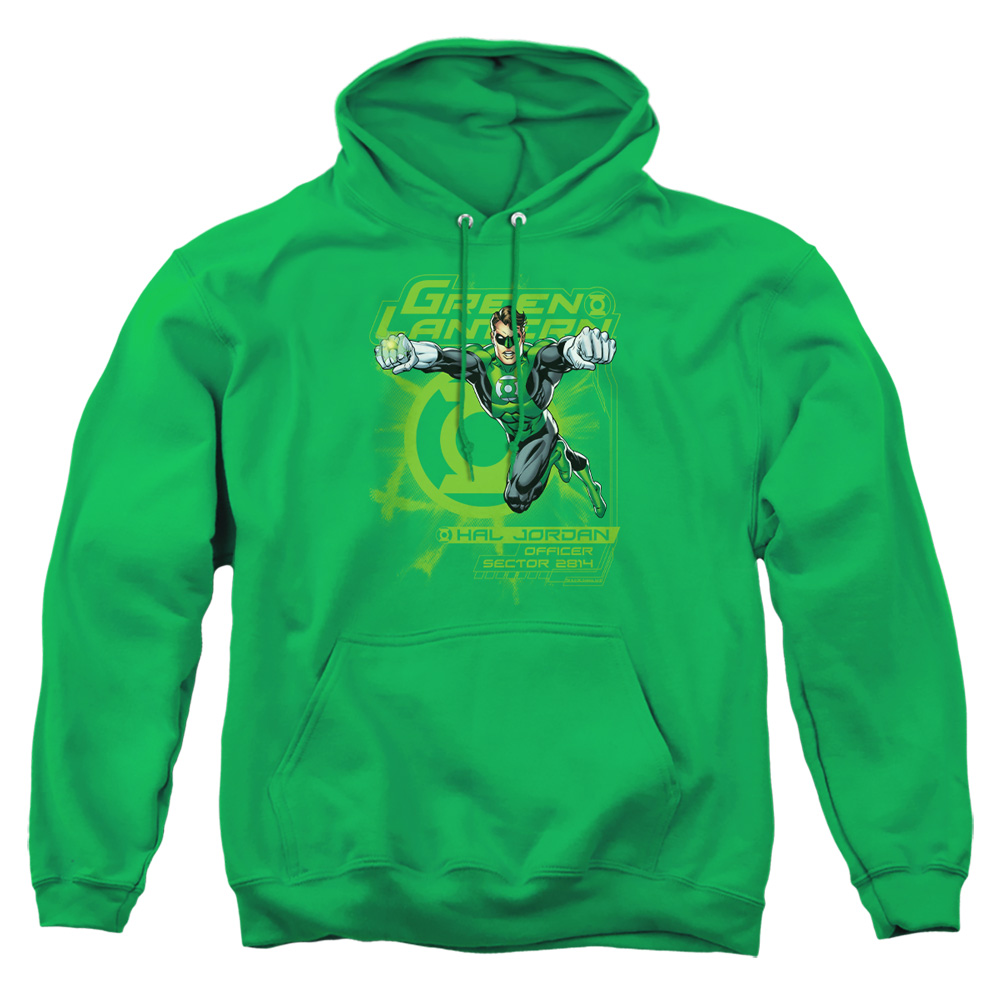 GL114-AFTH-2 Green Lantern Sector 2814 Adult Pullover Hoodie, Kelly Green - Medium