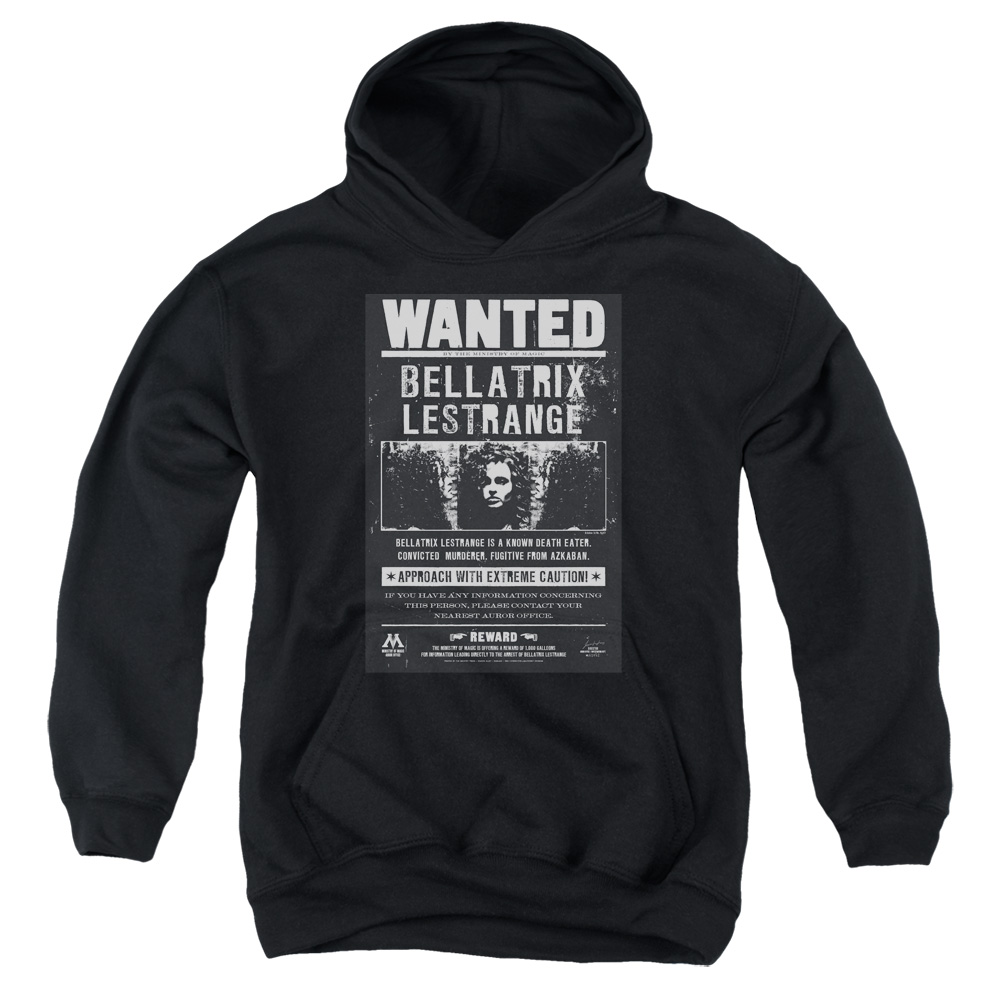 HP6000-YFTH-2 Harry Potter Wanted Bellatrix Youth Hooded Sweatshirt, Black - Medium