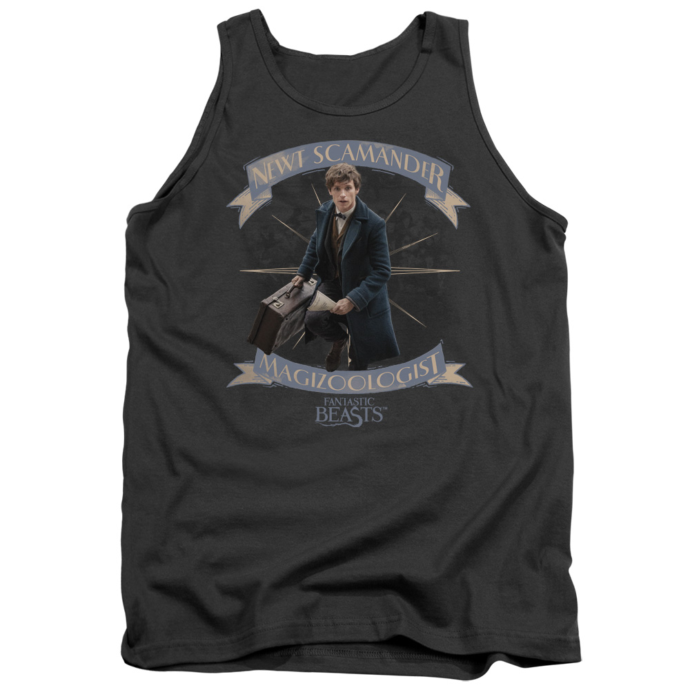 WB210-TK-2 Fantastic Beasts T Scamander Adult Tank Top, Charcoal - Medium