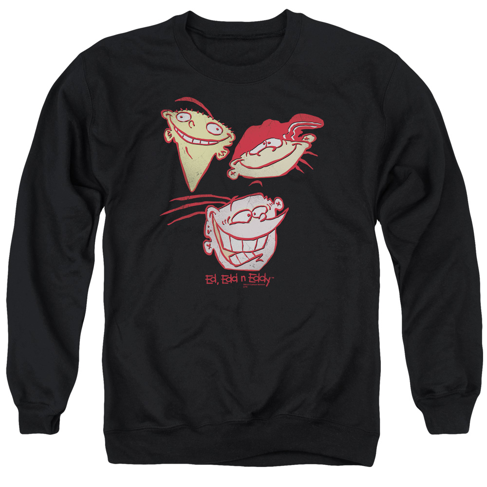 CN359-AS-2 Ed Edd Eddy Three Heads Adult Crewneck Sweatshirt, Black - Medium