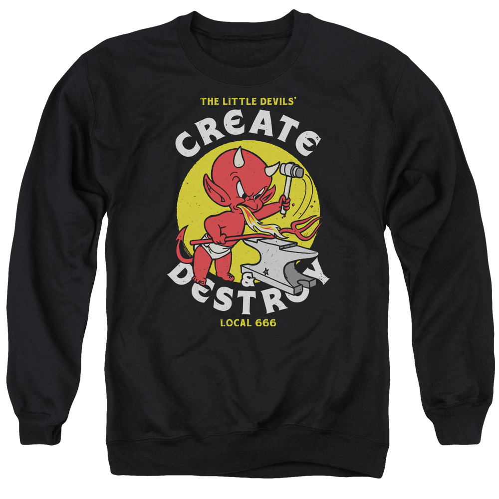 DRM344-AS-4 Hot Stuff Local Devils Adult Crewneck Sweatshirt, Black - Extra Large