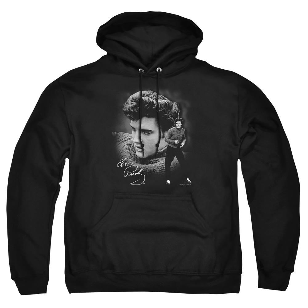 ELV191-AFTH-8 Elvis Presley Sweater Adult Pullover Hoodie, Black - 5X