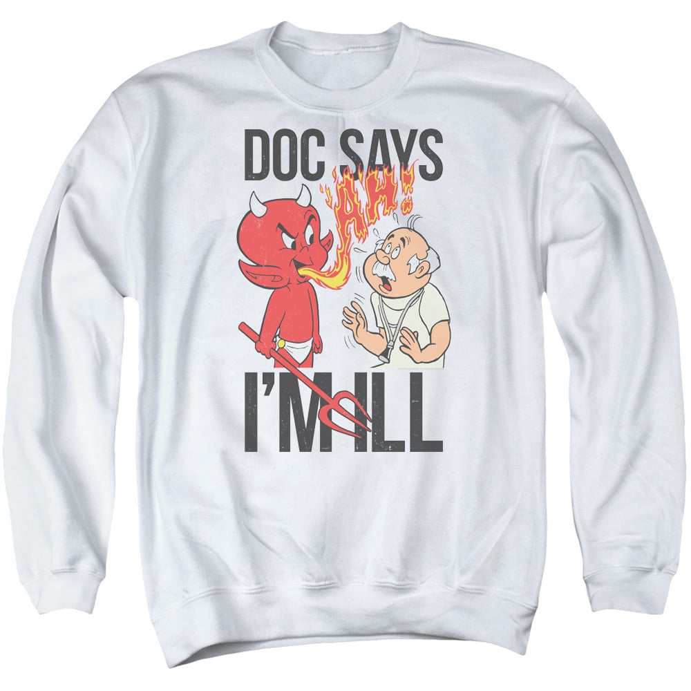 DRM347-AS-6 Hot Stuff Doc Says Adult Crewneck Sweatshirt, White - 3X