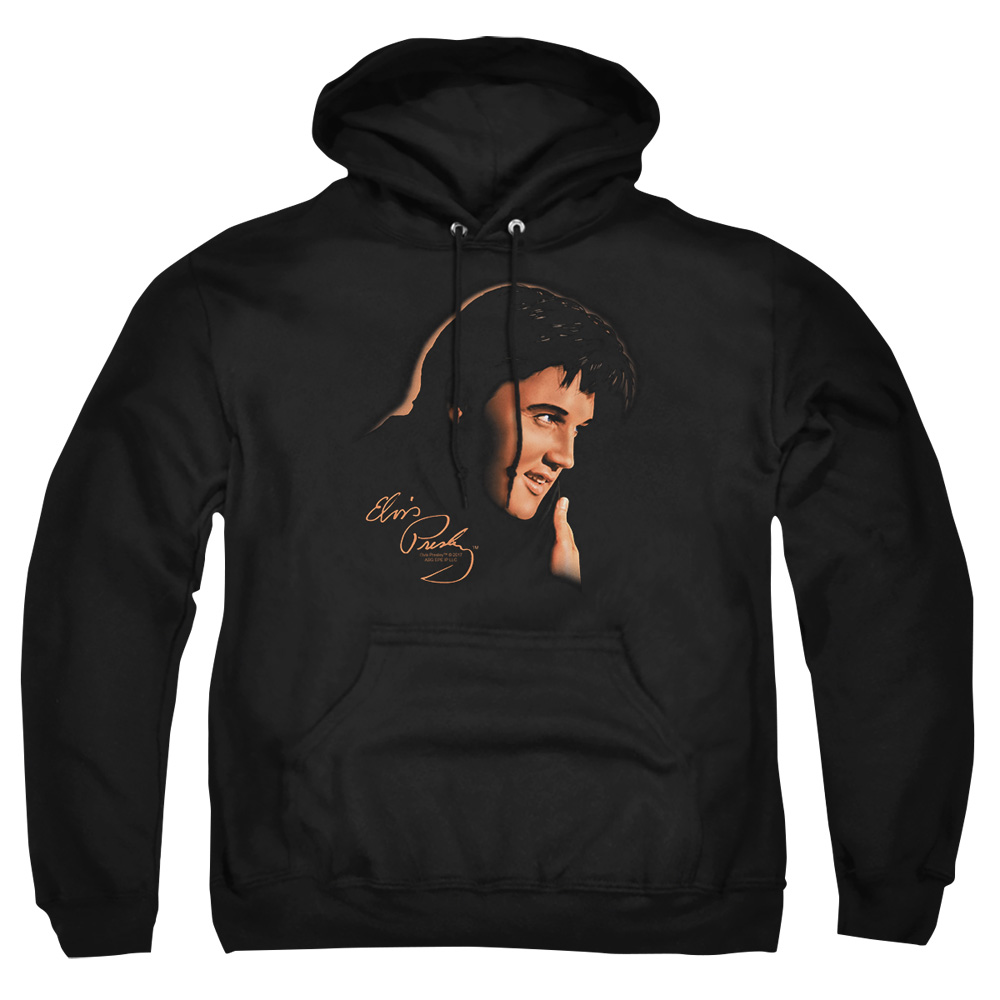 ELV159-AFTH-2 Elvis Presley Warm Portrait Adult Pullover Hoodie, Black - Medium