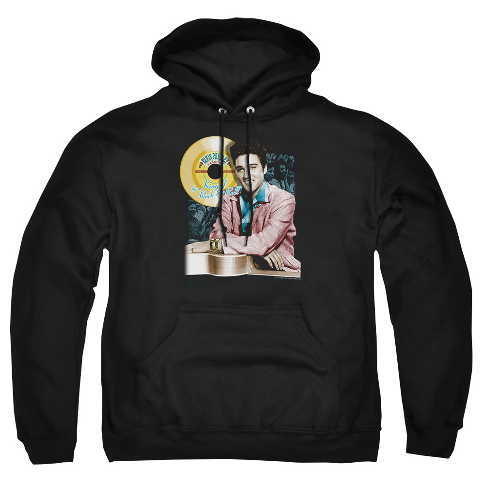 ELV152-AFTH-2 Elvis Presley Gold Record Adult Pullover Hoodie, Black - Medium