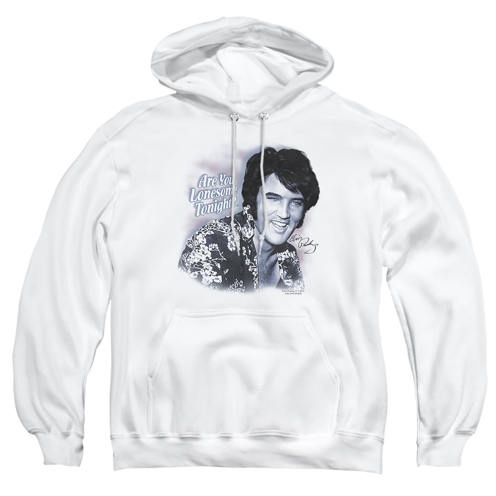 ELV228-AFTH-1 Elvis Presley Lonesome Tonight Adult Pullover Hoodie, White - Small