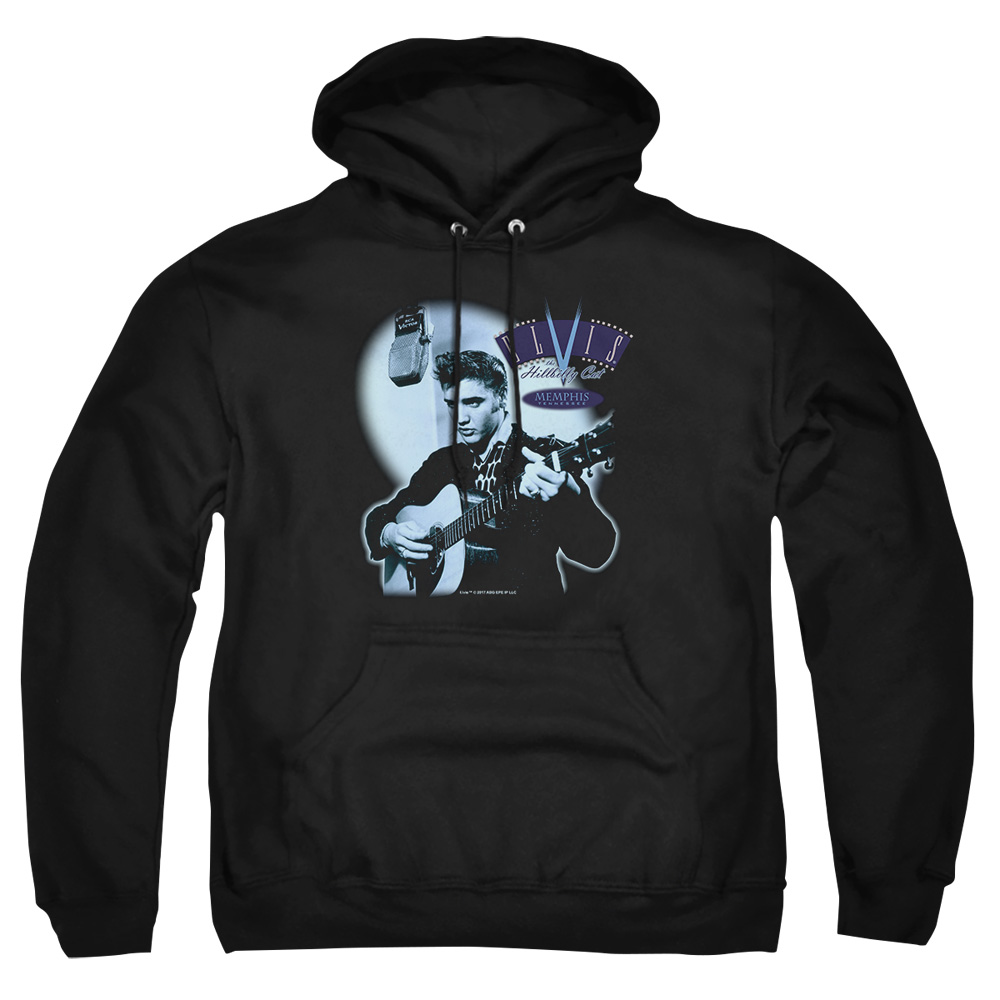 ELV154-AFTH-5 Elvis Presley Hillbilly Cat Adult Pullover Hoodie, Black - 2X