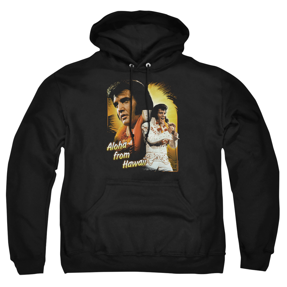 ELV104-AFTH-4 Elvis Presley Aloha Adult Pullover Hoodie, Black - Extra Large