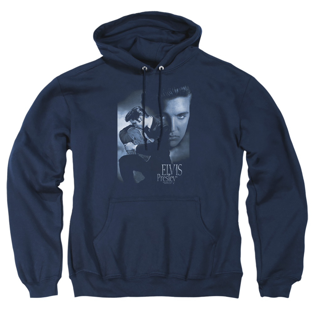 ELV284-AFTH-2 Elvis Presley Reverent Adult Pullover Hoodie, Navy - Medium
