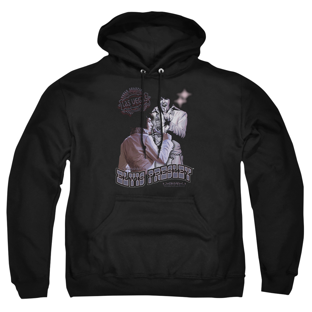 ELV219-AFTH-2 Elvis Presley Violet Vegas Adult Pullover Hoodie, Black - Medium