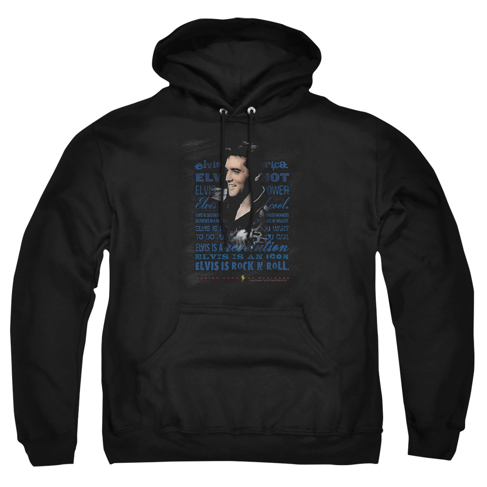 ELV658-AFTH-5 Elvis Presley Icon Adult Pullover Hoodie, Black - 2X