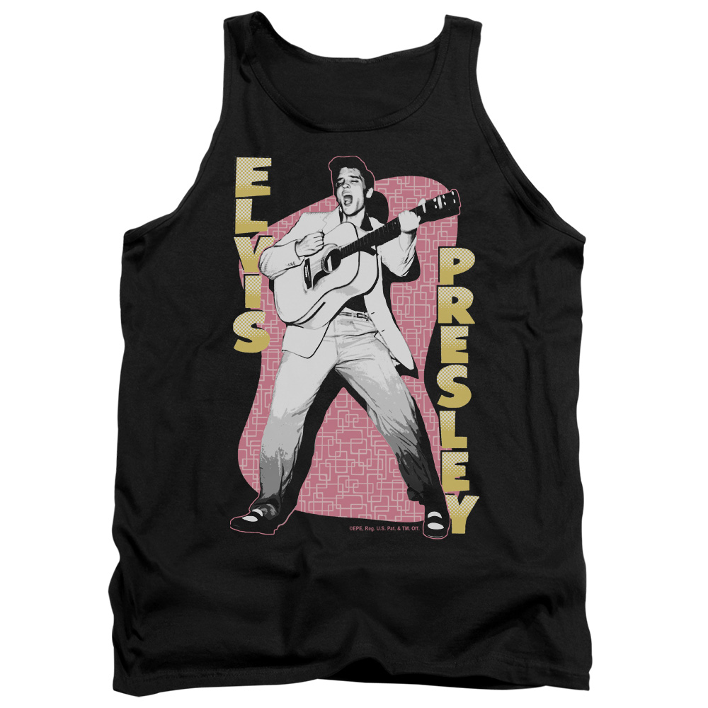ELV357-TK-2 Elvis Presley Pink Rock Adult Tank Top, Black - Medium
