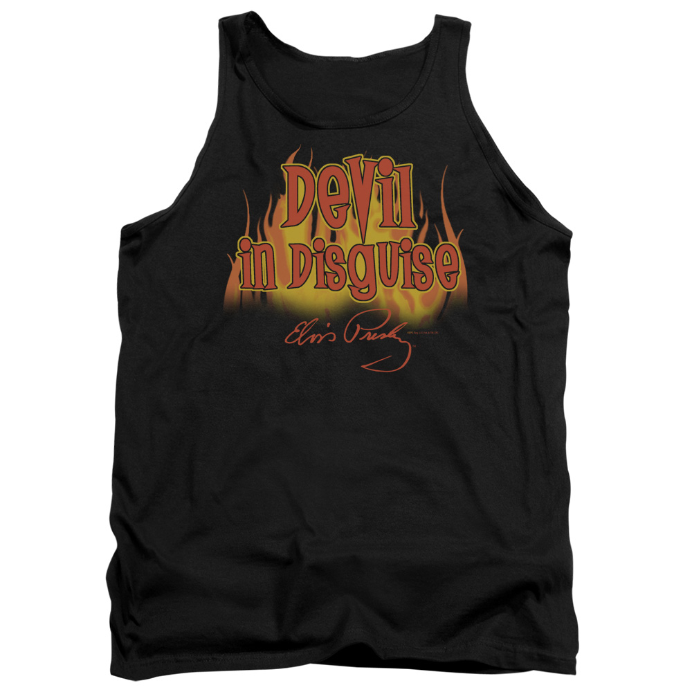 ELV222-TK-2 Elvis Presley Devil In Disguise Adult Tank Top, Black - Medium