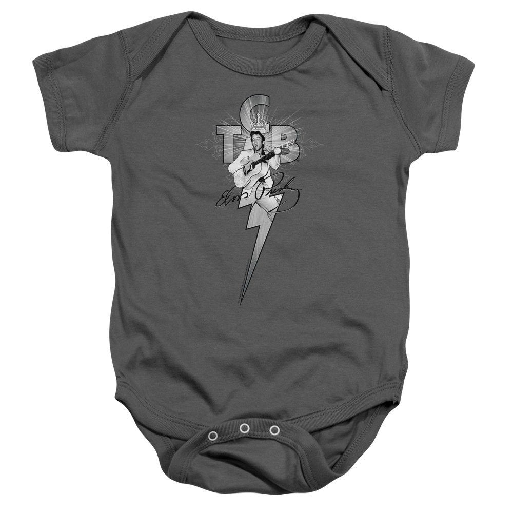 ELV766-SS-2 Elvis Presley TCB Ornate Infant Snapsuit, Charcoal - Medium - 12 Month