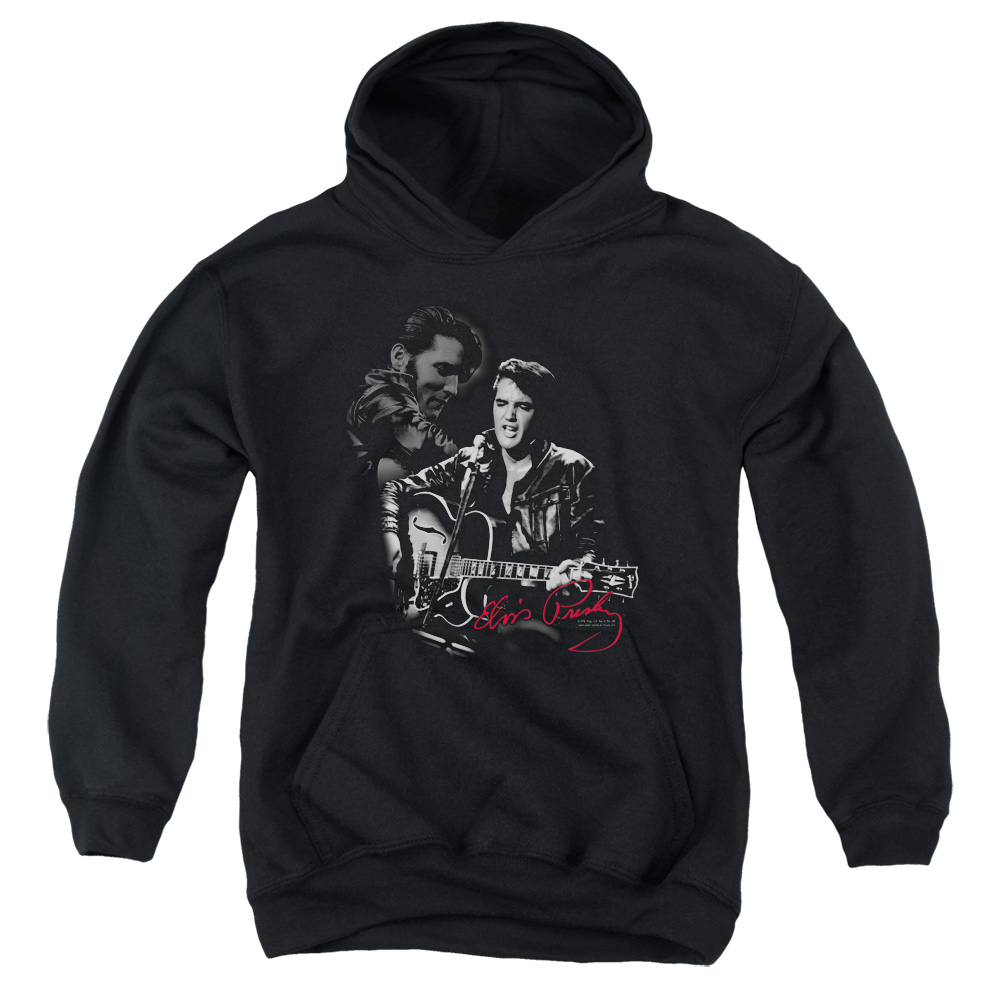 ELV577-YFTH-2 Elvis Presley Show Stopper Youth Hooded Sweatshirt, Black - Medium