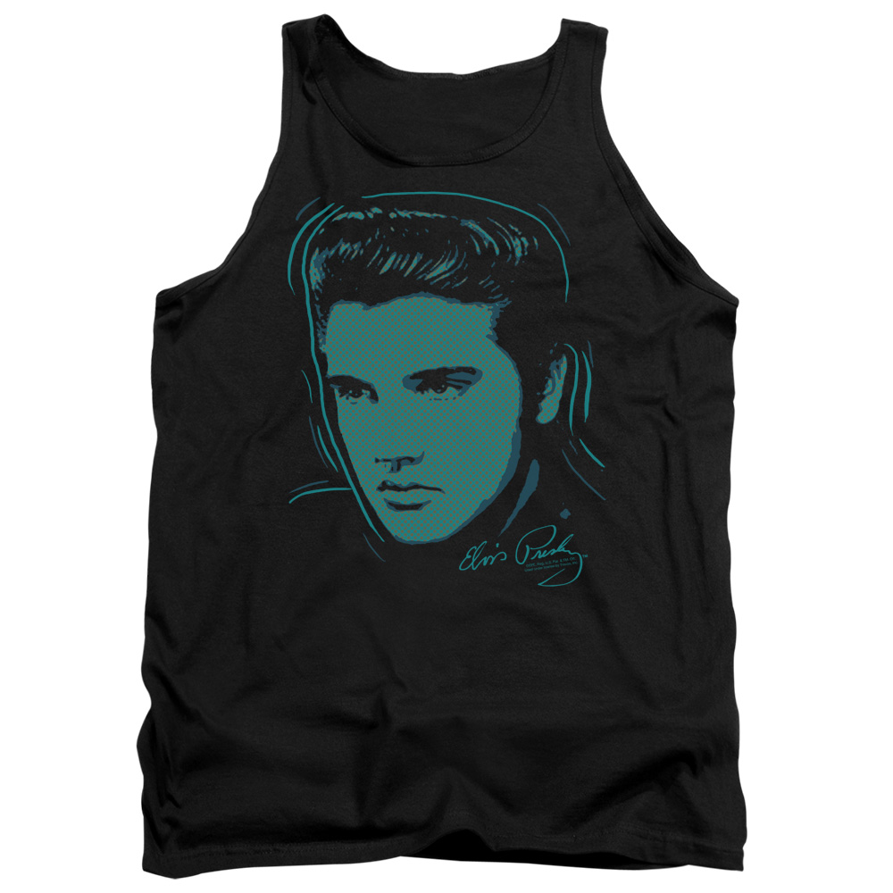 ELV541-TK-2 Elvis Presley Young Dots Adult Tank Top, Black - Medium