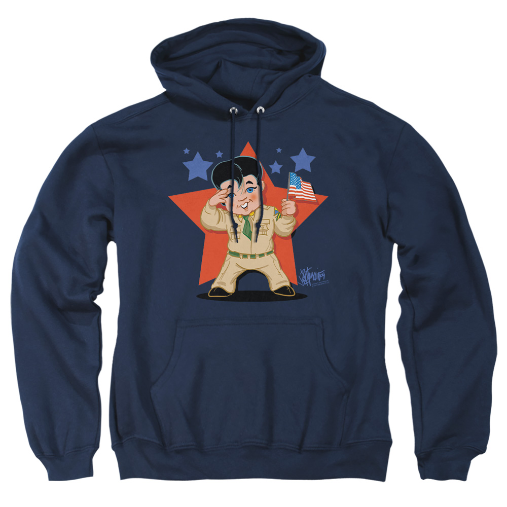 ELV675-AFTH-2 Elvis Presley Lil G I Adult Pullover Hoodie, Navy - Medium
