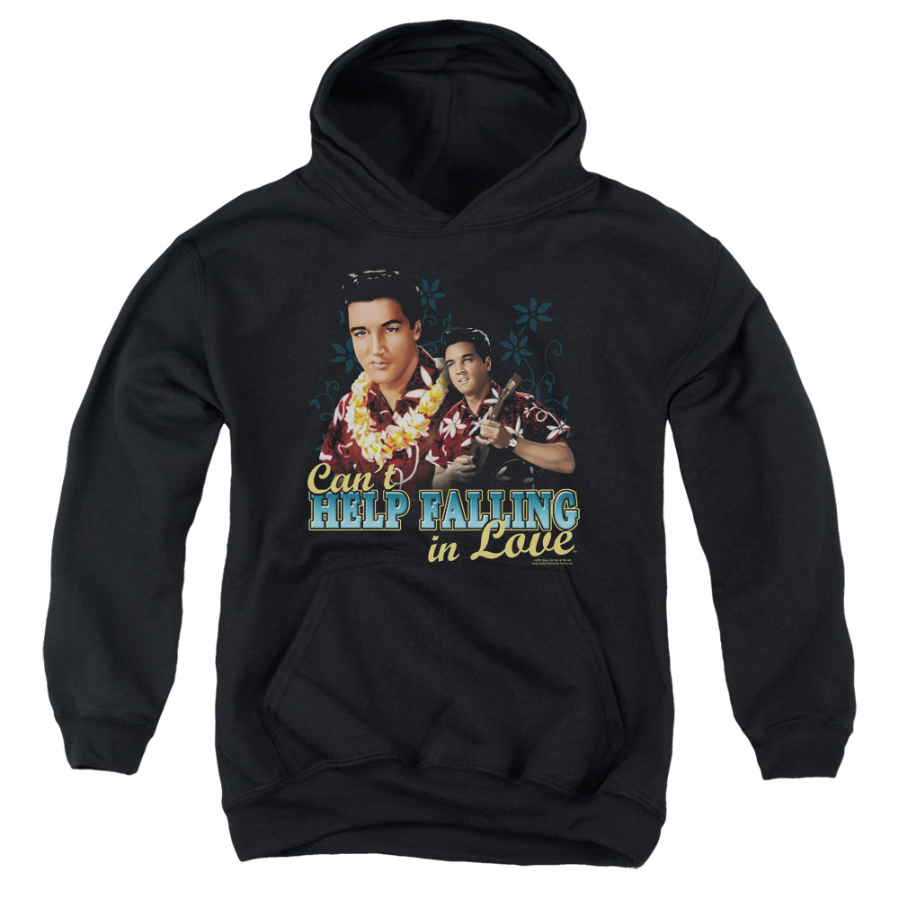 ELV699-YFTH-1 Elvis Presley Cant Help Falling Youth Hooded Sweatshirt, Black - Small