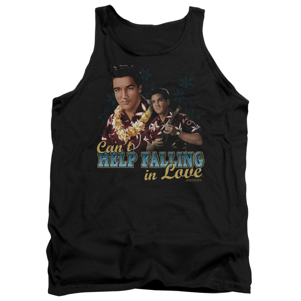 ELV699-TK-4 Elvis Presley Cant Help Falling Adult Tank Top, Black - Extra Large