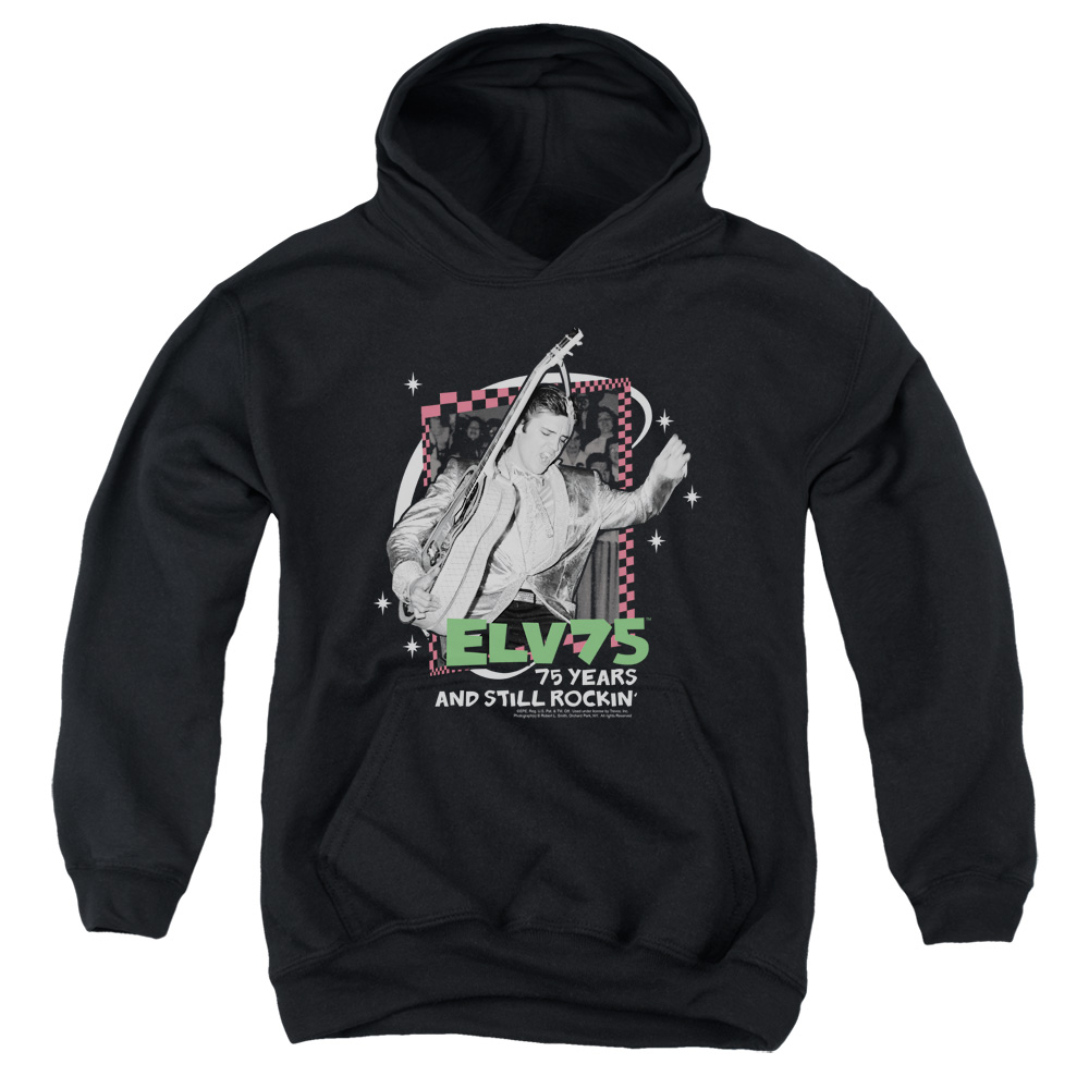 ELV684-YFTH-4 Elvis Presley Still Rockin Youth Hooded Sweatshirt, Black - Extra Large