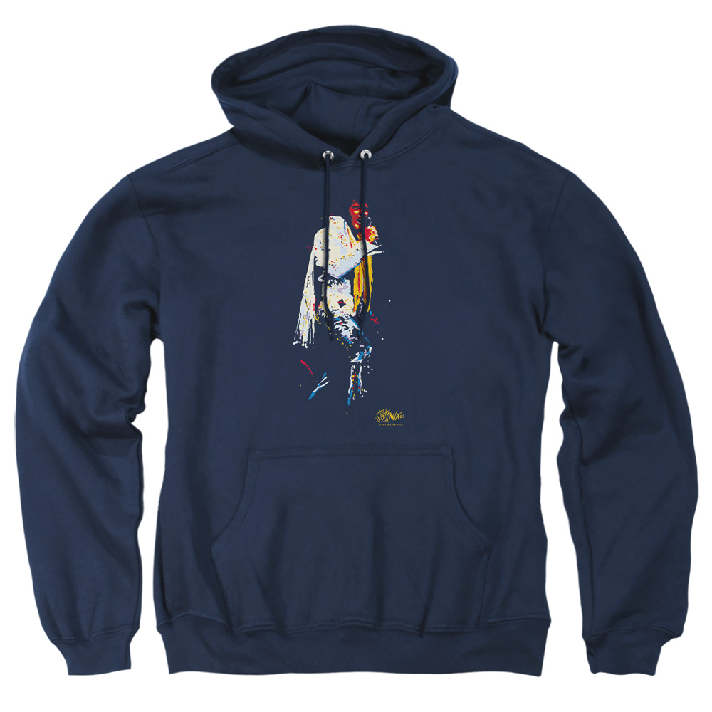 ELV689-AFTH-2 Elvis Presley Yellow Scarf Adult Pullover Hoodie, Navy - Medium