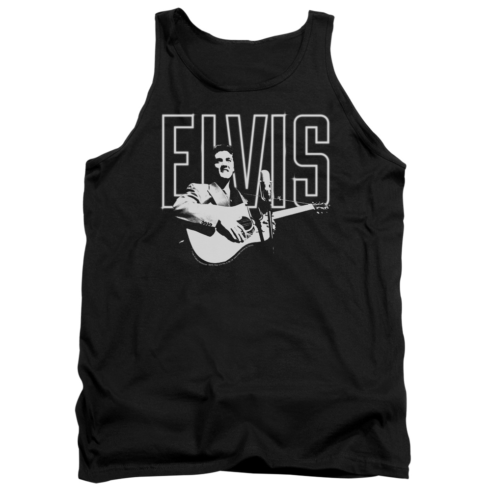 ELV781-TK-2 Elvis Presley White Glow Adult Tank Top, Black - Medium