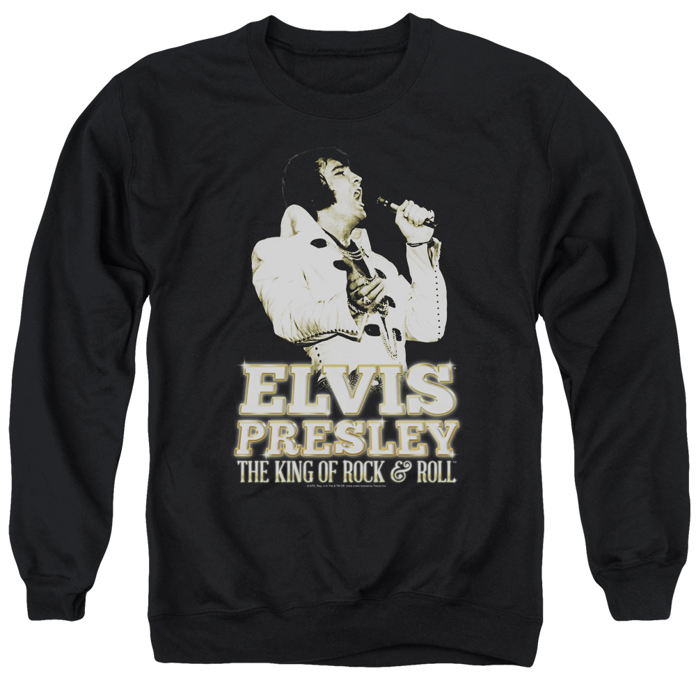 ELV785-AS-6 Elvis Presley Golden Adult Crewneck Sweatshirt, Black - 3X