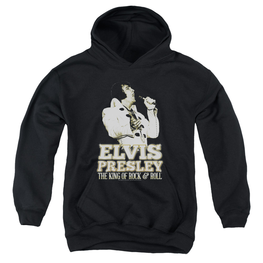 ELV785-YFTH-1 Elvis Presley Golden Youth Hooded Sweatshirt, Black - Small