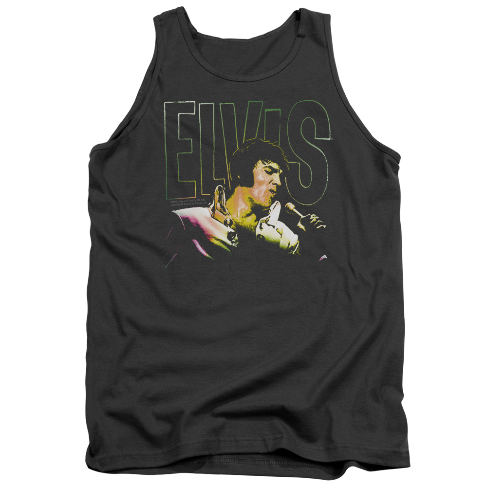 ELV811-TK-2 Elvis Presley Multicolored Adult Tank Top, Charcoal - Medium