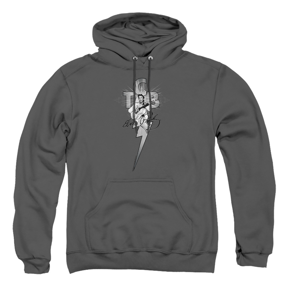 ELV766-AFTH-2 Elvis Presley TCB Ornate Adult Pullover Hoodie, Charcoal - Medium