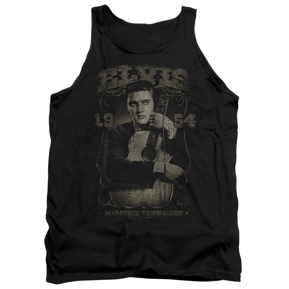 ELV767-TK-2 Elvis Presley 1954 Adult Tank Top, Black - Medium