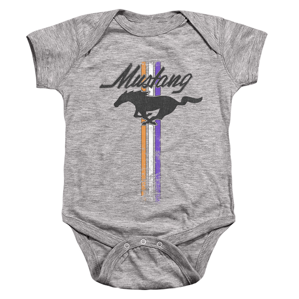 FORD171-SS-2 Ford Mustang Stripes Infant Snapsuit, Athletic Heather - Medium - 12 Month