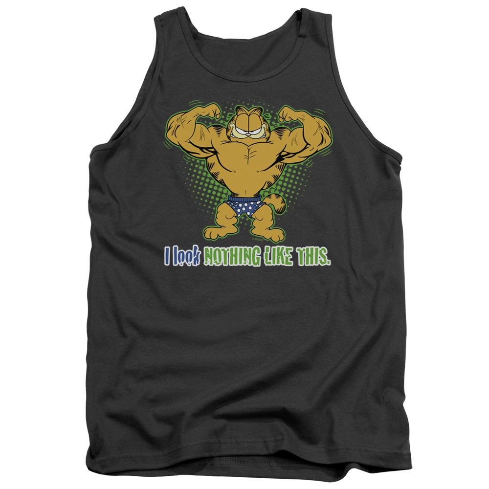 GAR268-TK-2 Garfield Nothing Like This Adult Tank Top, Charcoal - Medium
