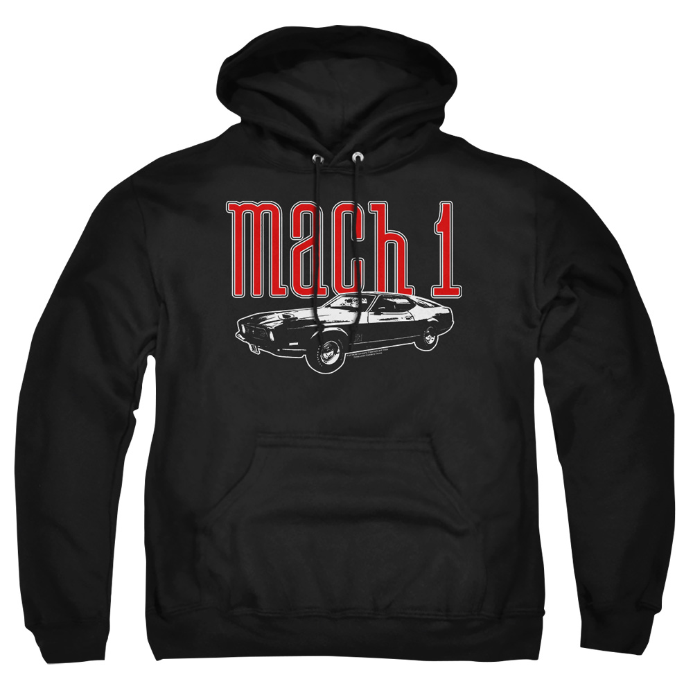 FORD126-AFTH-2 Ford Mustang Mach 1 Adult Pullover Hoodie, Black - Medium