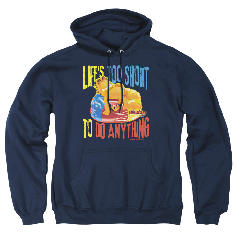 GAR466-AFTH-2 Garfield Too Short Adult Pullover Hoodie, Navy - Medium