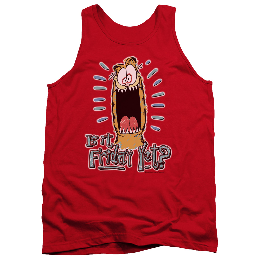 GAR468-TK-2 Garfield Friday Adult Tank Top, Red - Medium