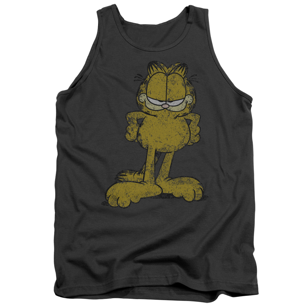 GAR187-TK-5 Garfield Big OL Cat Adult Tank Top, Charcoal - 2X