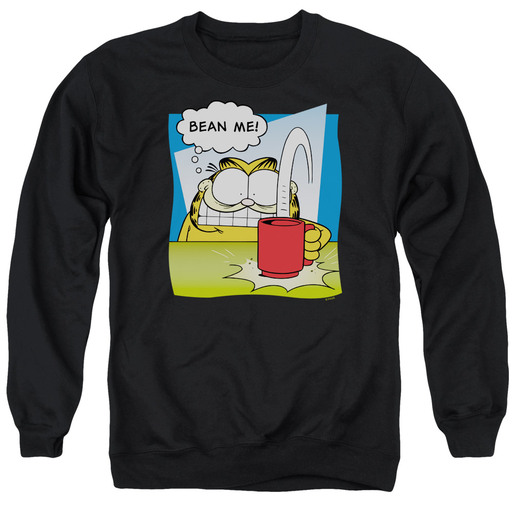 GAR265-AS-2 Garfield Bean Me Adult Crewneck Sweatshirt, Black - Medium