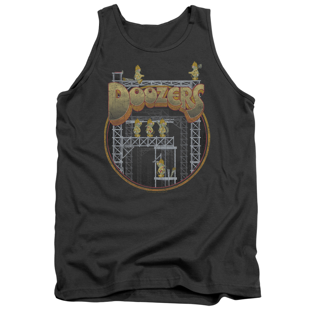 FR108-TK-3 Fraggle Rock Doozers Construction Adult Tank Top, Charcoal - Large