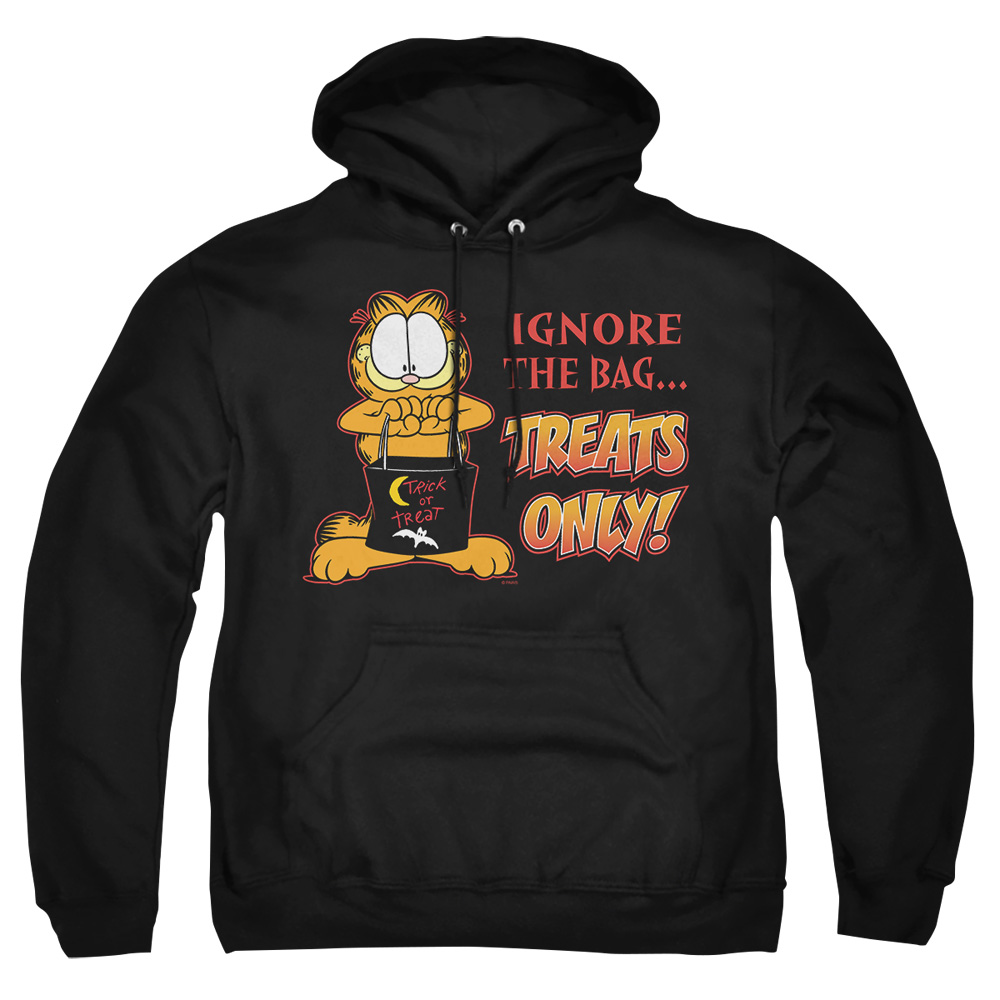 GAR297-AFTH-2 Garfield Treats Only Adult Pullover Hoodie, Black - Medium