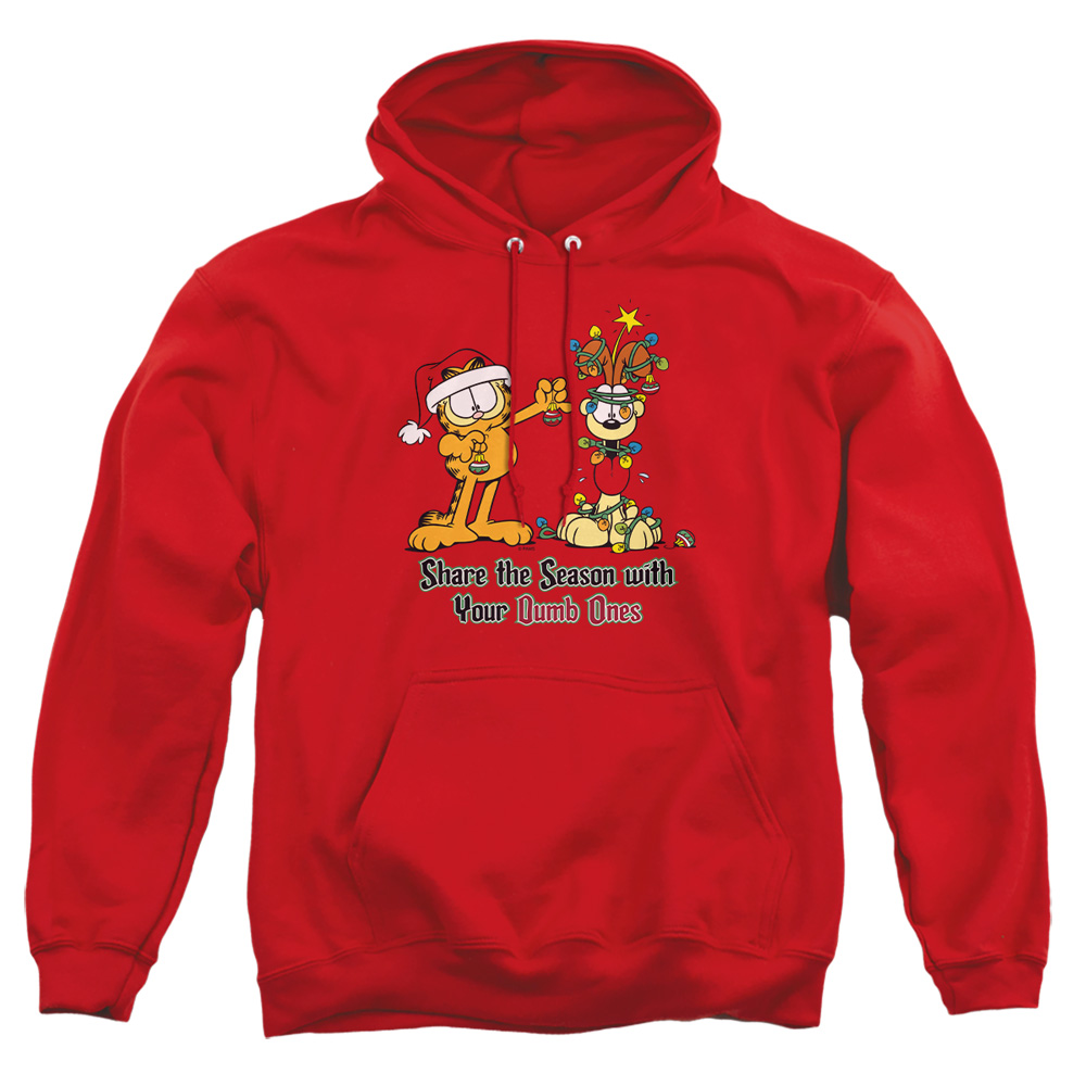 GAR311-AFTH-2 Garfield Share The Season Adult Pullover Hoodie, Red - Medium