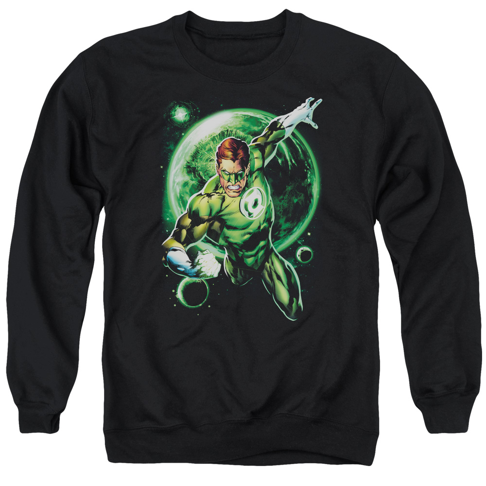 GL363-AS-2 Green Lantern Galaxy Glow Adult Crewneck Sweatshirt, Black - Medium