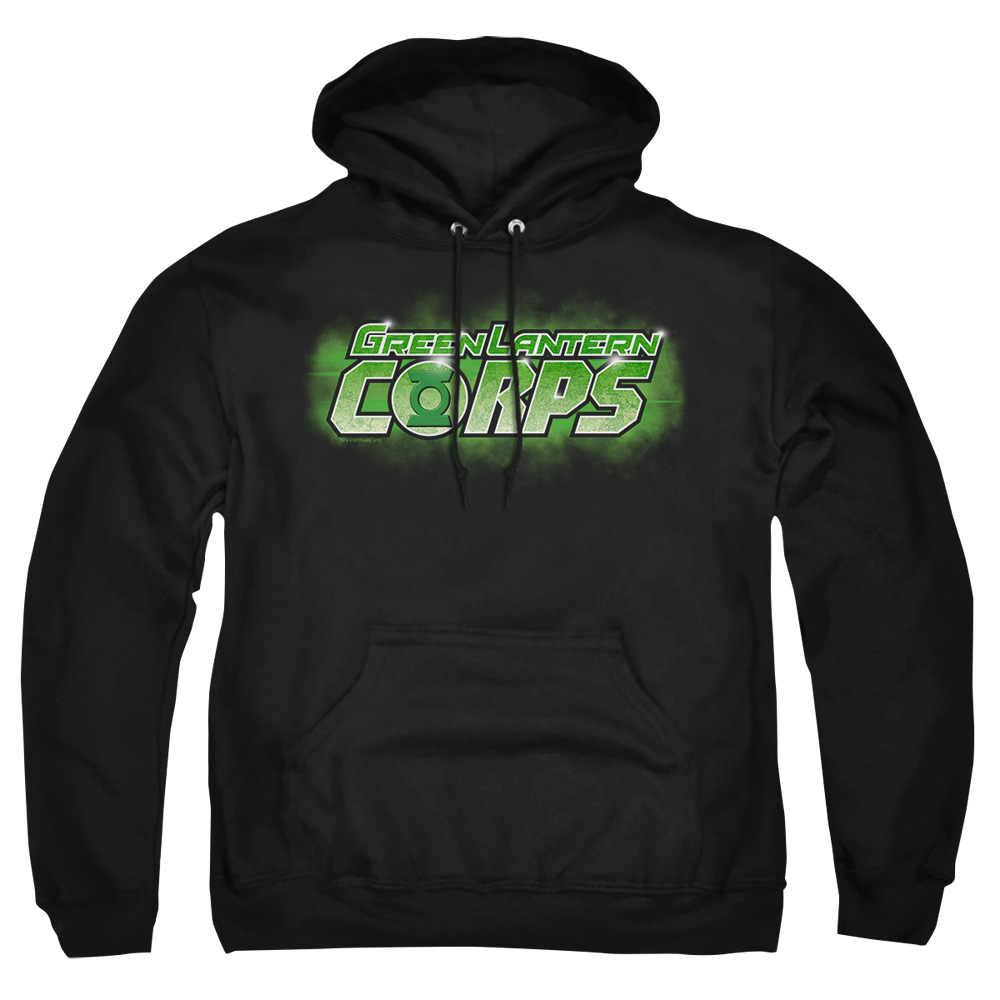 GL388-AFTH-4 Green Lantern Corps Title Adult Pullover Hoodie, Black - Extra Large