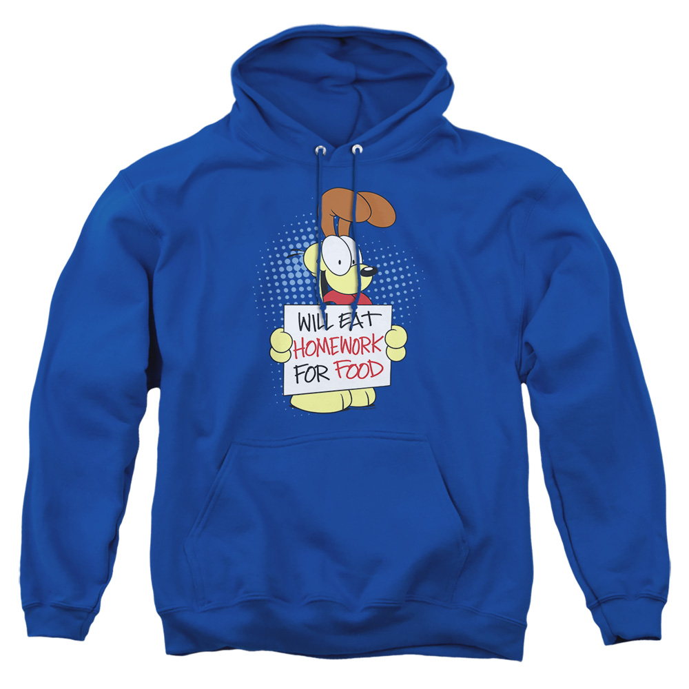 GAR446-AFTH-5 Garfield Will Eat Homework Adult Pullover Hoodie, Royal - 2X